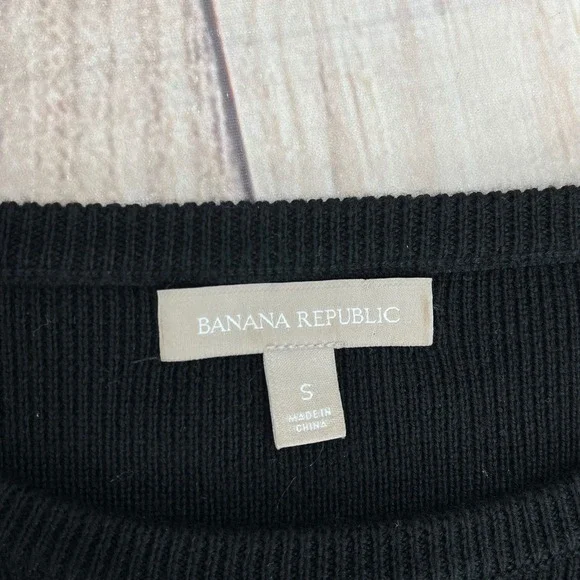 Banana Republic Black Ribbed Knit Sweetheart Long Sleeve Sweater Dress Size S - Picture 3 of 7